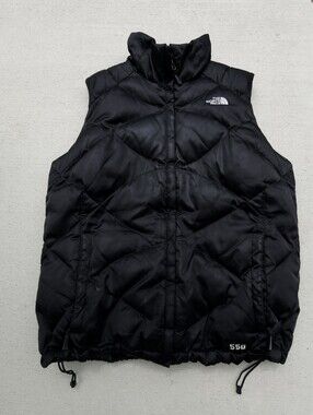 The North Face Womens Black Gilet 550 Fill Power Goose Down Quilted Vest Size XL